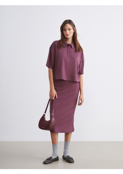 Beli Lastikli Yırtmaçlı Etek