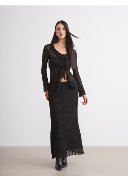 Beli Lastikli Dantelli Etek