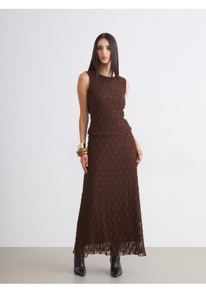 Beli Lastikli Dantelli Etek