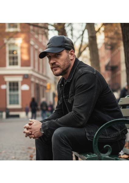 Erkek Kadın Hakiki Deri Şapka Siyah Renk