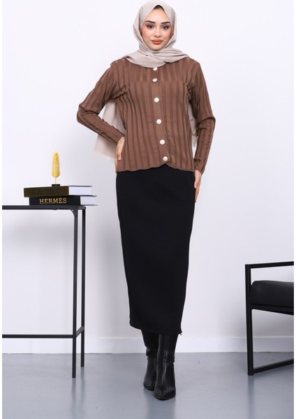 Koyuv Vizon Soğuk İplik Düğmeli Hırka fiyatları