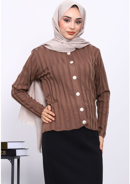 Koyuv Vizon Soğuk İplik Düğmeli Hırka modelleri