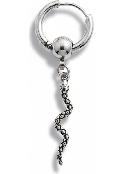 Sallantılı Yılan Figürlü Çelik Halka Küpe Unisex