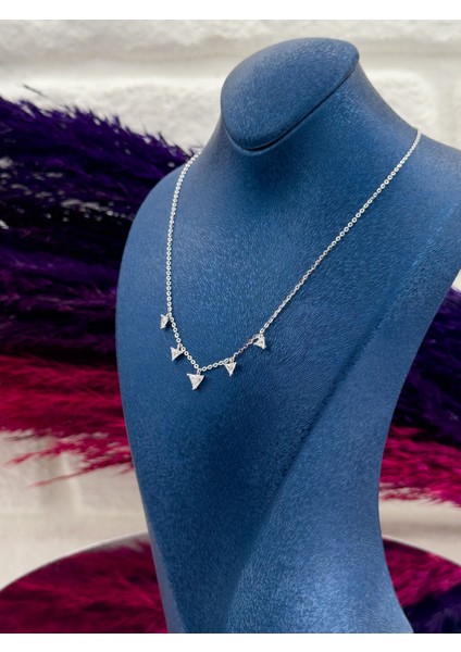 925 Ayar Gümüş Sıralı Piramit Modeli Lüks Kadın Kolye modelleri