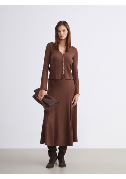 Beli Lastikli Dokulu Pileli Etek