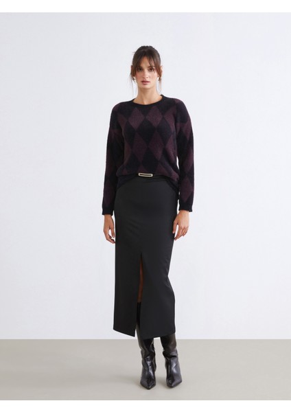 Beli Fermuarlı Yırtmaçlı Etek