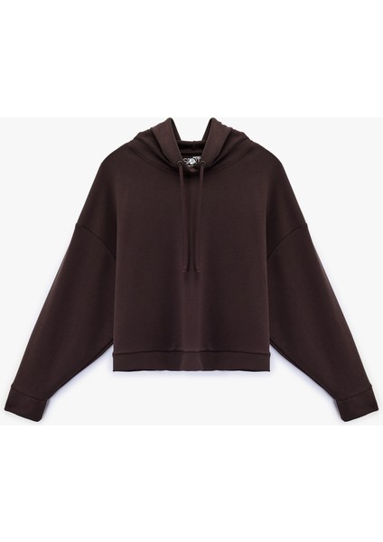 Kapüşonlu Uzun Kollu Oversize Modal Sweatshirt