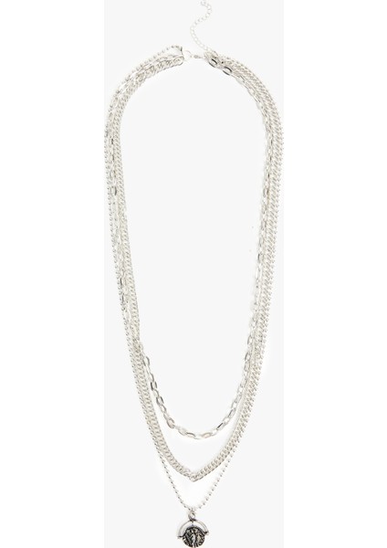 Charm Detaylı Çoklu Zincir Kolye