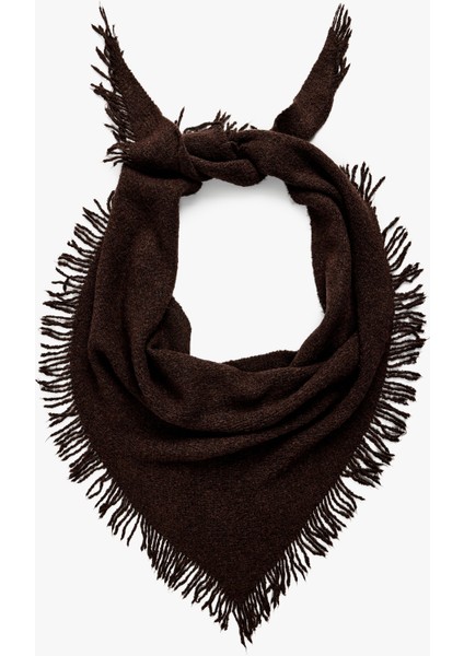 Kare Püsküllü Yumuşak Dokulu Şal