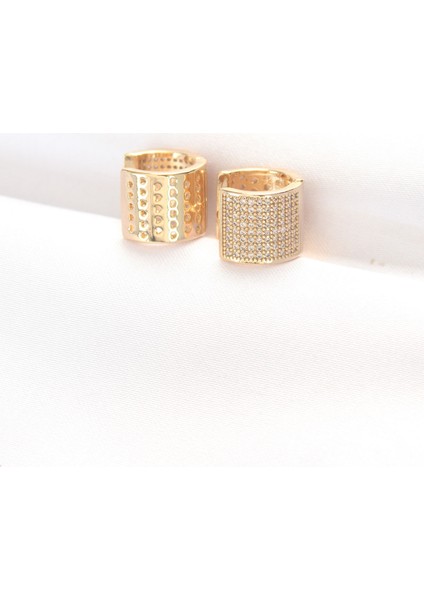 Pirinç Gold Renk Taşlı Minimal Küpe fiyatları