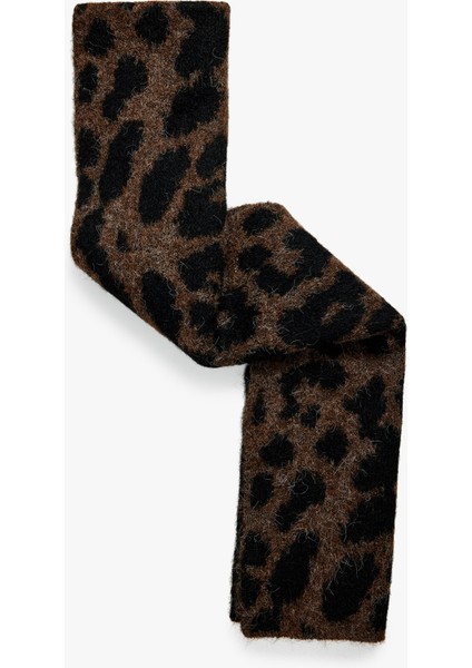 Yumuşak Dokulu Uzun Leopar Desenli Atkı