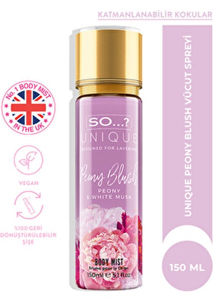 Unique Peony Blush Vücut Spreyi Bergamot ve Yasemin Notalarıyla 150 ml Vegan Ürün