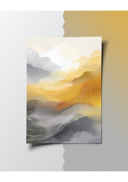 Çerçevesiz Poster 2'li Set, Soyut Gün Batımı ve Yelkenli Tekne Temalı Modern Dekorasyon Poster modelleri