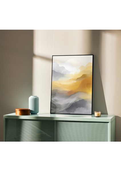 Çerçevesiz Poster 2'li Set, Soyut Gün Batımı ve Yelkenli Tekne Temalı Modern Dekorasyon Poster indirimleri