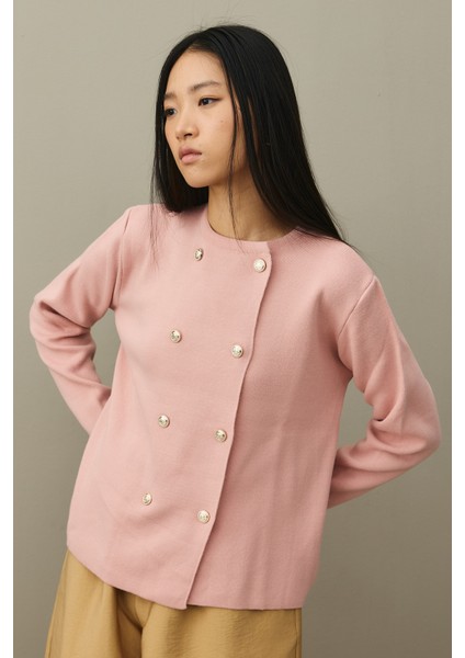 Çift Düğme Crop Hırka Pembe fırsatları
