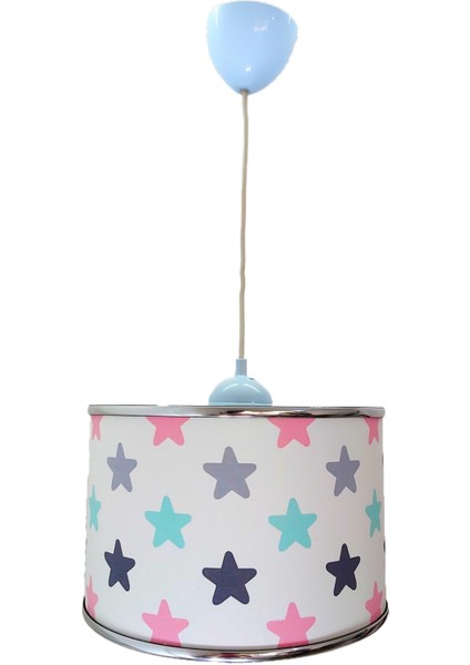 Pembe Yıldızlı M-341 Kumaş Kaplama Çocuk Odası Genç ve Bebek Odası Avize Aydınlatma modelleri