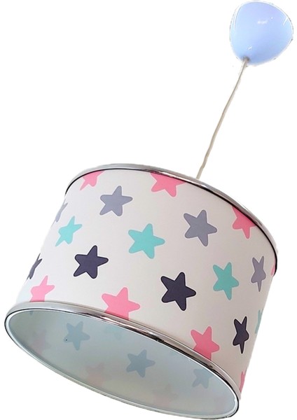 Pembe Yıldızlı M-341 Kumaş Kaplama Çocuk Odası Genç ve Bebek Odası Avize Aydınlatma fırsatları