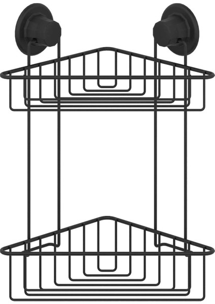 Vakumlu Banyo Köşe Rafı 2 Katlı Siyah S257 fiyatları