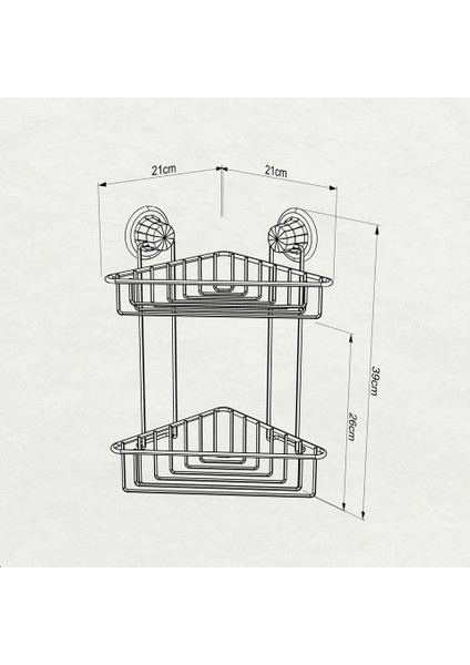 Vakumlu Banyo Köşe Rafı 2 Katlı Siyah S257 modelleri