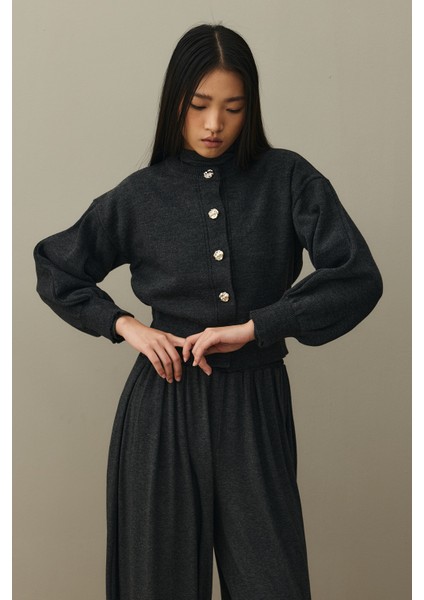 Dore Düğmeli Triko Hırka Antrasit modelleri