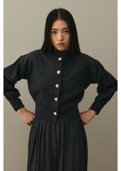 Dore Düğmeli Triko Hırka Antrasit fırsatları