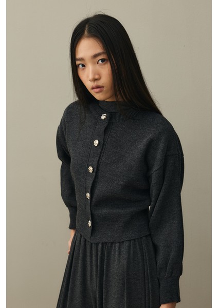 Dore Düğmeli Triko Hırka Antrasit indirimleri