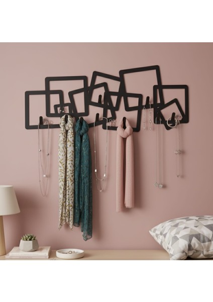 Farklı Desenli Siyah Metal Duvar Askısı | Modern & Tarz Ev Aksesuarları