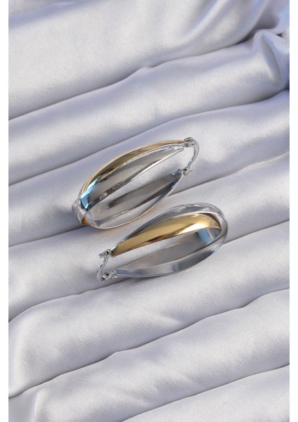 Pirinç Gold Gümüş Renkli Uzun Kıvrımlı Küpe fiyatları