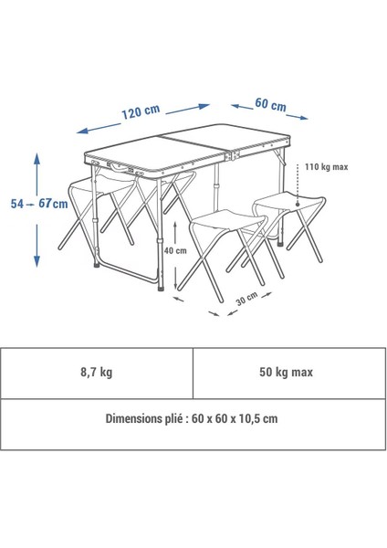 Çantalı Tabureli Masa Seti, Piknik Kamp Masası Seti-4 Tabureli-L indirimleri