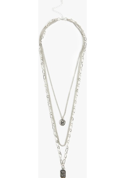 Charm Detaylı Çoklu Zincir Kolye