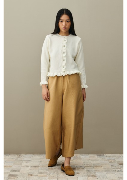 Ince Fırfırlı Tiftik Hırka Ekru modelleri