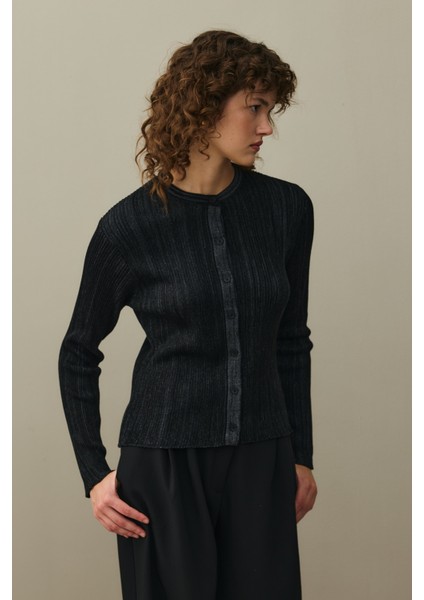 Simli Fitilli Hırka Siyah