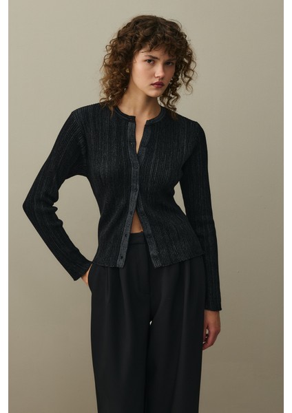 Simli Fitilli Hırka Siyah modelleri