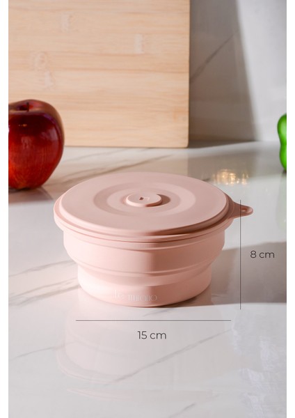 Mori Hava Sızdırmaz Yuvarlak Katlanabilir Silikon Saklama Kabı 600 ml | Pembe fırsatları