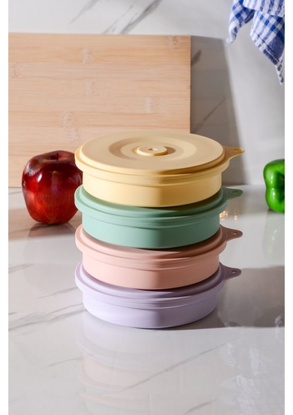 Mori Hava Sızdırmaz Yuvarlak Katlanabilir Silikon Saklama Kabı 600 ml | Pembe indirimleri