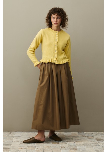 Ince Fırfırlı Tiftik Hırka Sarı fiyatları