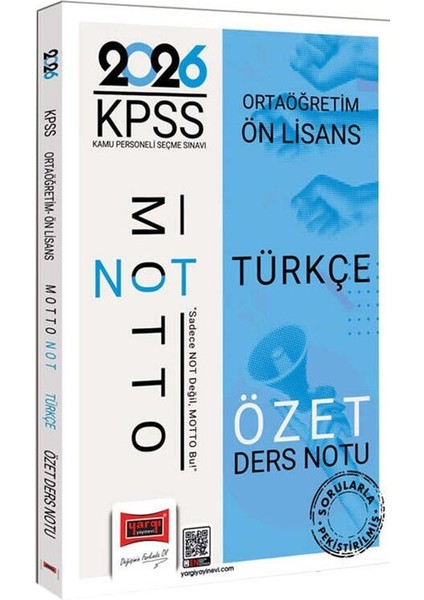 Yargı Yayınları 2026 Kpss Ortaöğretim Ön Lisans Motto Serisi Türkçe Özet Ders Notu