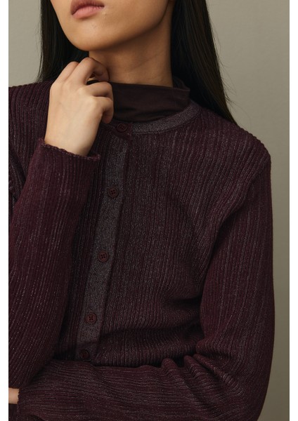 Simli Fitilli Hırka Bordo indirimleri