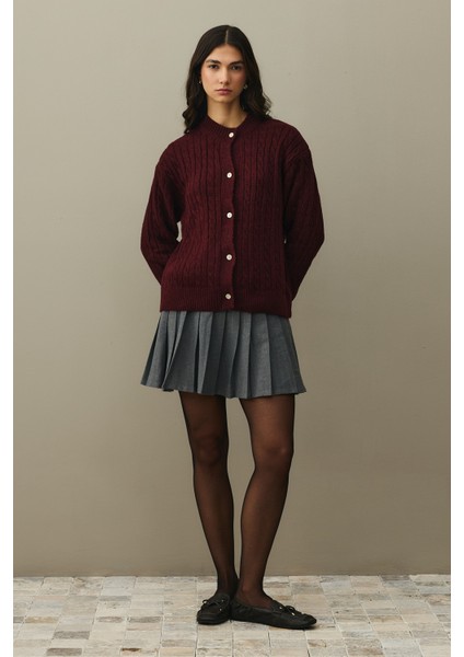 Saç Örgü Crop Hırka Bordo fiyatları