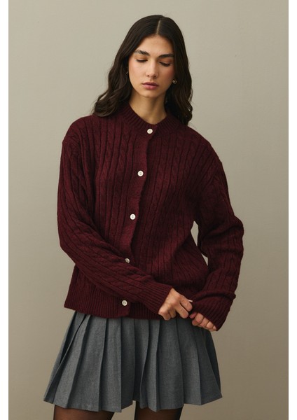 Saç Örgü Crop Hırka Bordo fırsatları