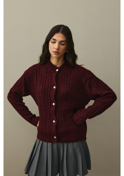 Saç Örgü Crop Hırka Bordo indirimleri