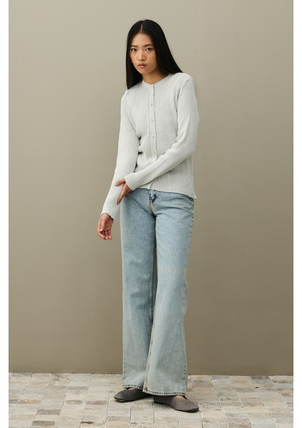 Simli Fitilli Hırka Ekru