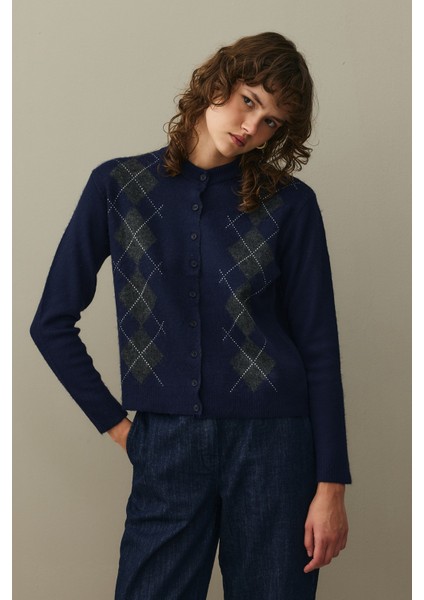 Baklava Desenli Hırka Lacivert modelleri