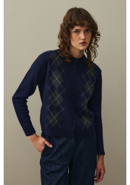 Baklava Desenli Hırka Lacivert fırsatları