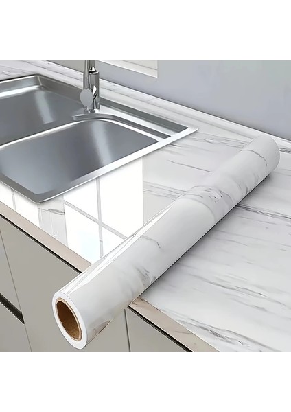 Mermer Desenli Mutfak Duvar Kağıdı Sticker - 5m x 60CM: Su ve Yağa Dayanıklı, Yüksek Sıcaklık Esnekliğine Sahip Tezgah, Dolap, Ocak Yenileme Folyosu T10 modelleri