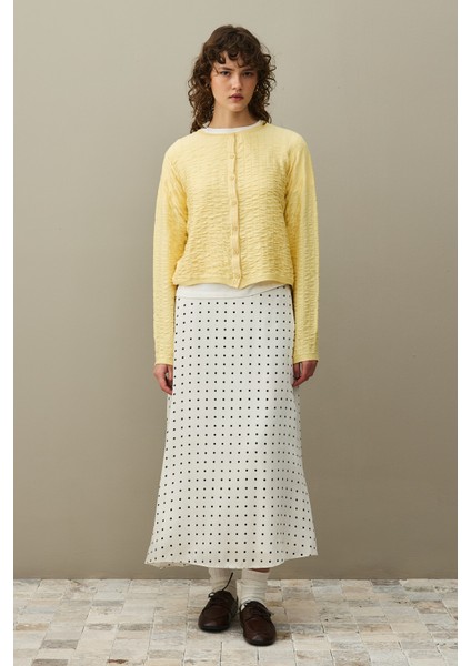 Büzgülü Viscone Hırka Sarı