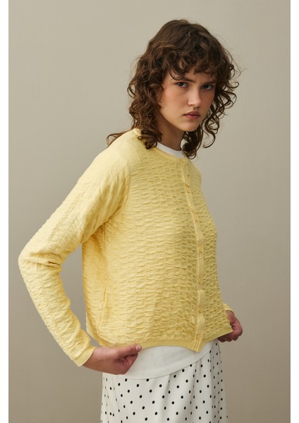 Büzgülü Viscone Hırka Sarı modelleri