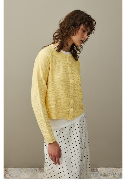 Büzgülü Viscone Hırka Sarı fırsatları