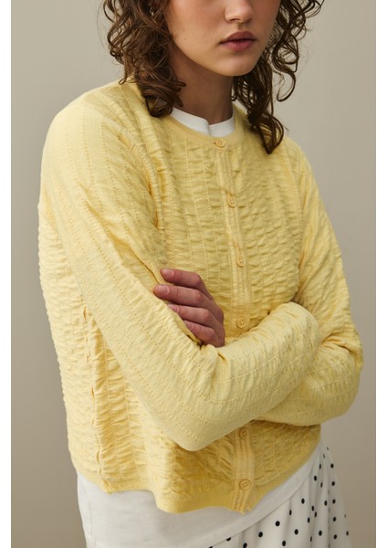 Büzgülü Viscone Hırka Sarı indirimleri