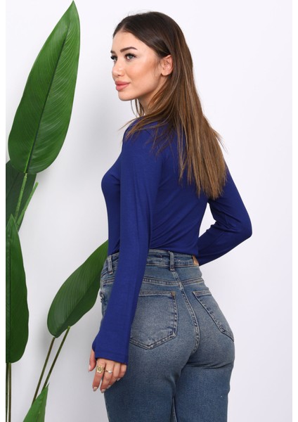 Lacivert Parmak Geçme Detaylı Body fırsatları